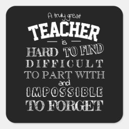 Pegatina Cuadrada Profesor negro Gracias guión de agradecimiento