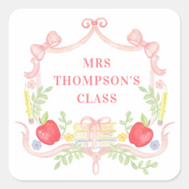 Pegatina Cuadrada Profesor personalizado | Escudo de aula