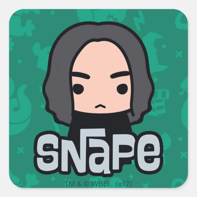 Pegatina Cuadrada Profesor Snape Cartoon Character Art (Anverso)