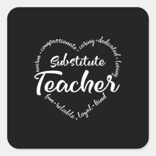 Pegatina Cuadrada Profesor sustituto, subprofesor
