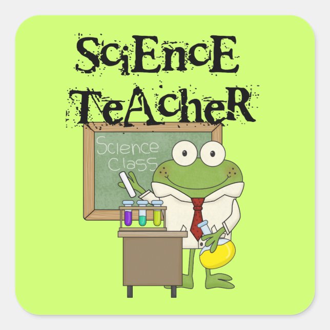 Pegatina Cuadrada Profesora de Ciencia de Frog (Anverso)