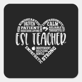 Pegatina Cuadrada Profesora de ESL, segundo idioma inglés