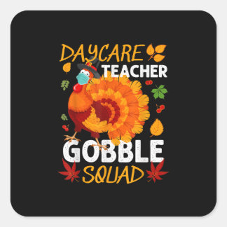 Pegatina Cuadrada Profesora de guardería Gobble Squad Turquía Face M