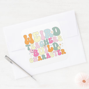 Pegatina Cuadrada Profesores raros construyen personajes enseñando a