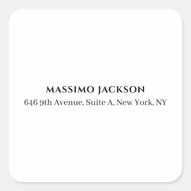 Pegatina Cuadrada Professional black & white modern minimalist name (Anverso)