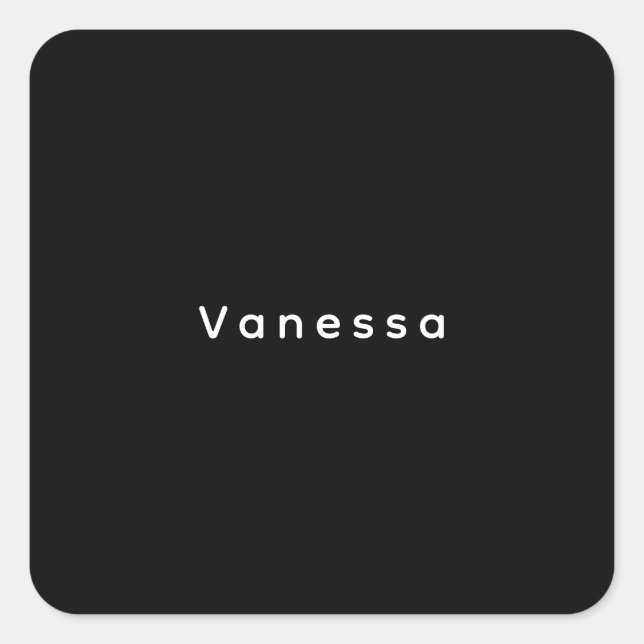 Pegatina Cuadrada Professional classical plain name custom black (Anverso)