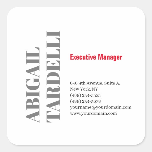 Pegatina Cuadrada Professional minimalist bold modern custom plain (Anverso)