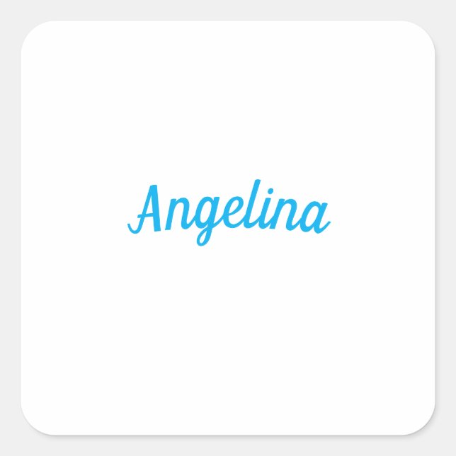 Pegatina Cuadrada Professional Plain Modern Elegant Blue Your Name (Anverso)