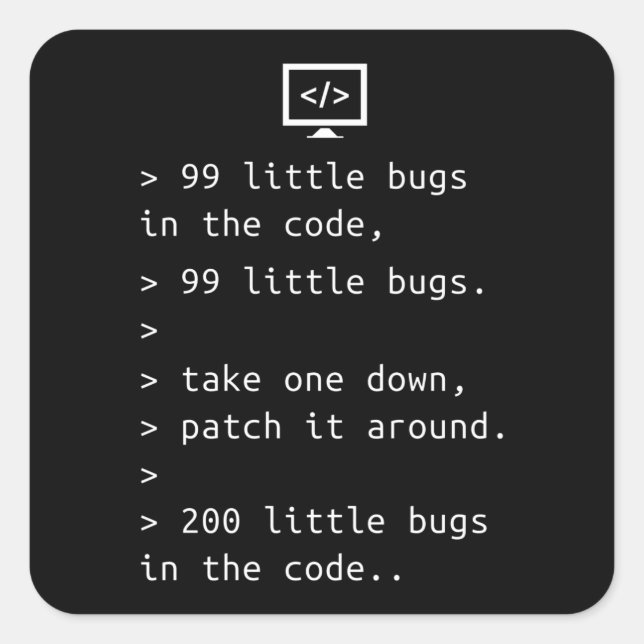 Pegatina Cuadrada Programar el regalo divertido del código de depura (Anverso)