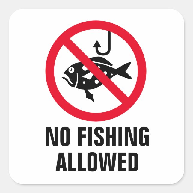 Pegatina Cuadrada Prohibición de pesca (Anverso)