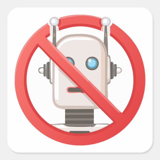 Pegatina Cuadrada Prohibition sign of using artificial intelligence (Anverso)