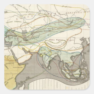 Pegatina Cuadrada Proliferación de animales mamíferos, Europa Asia