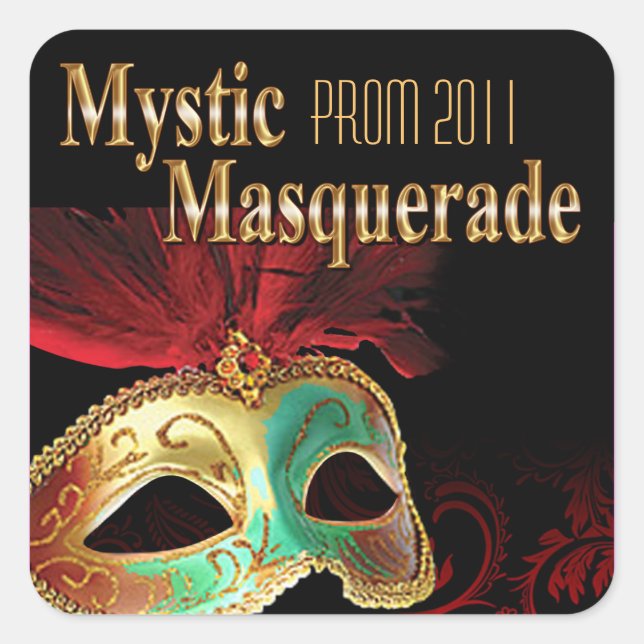 Pegatina Cuadrada Prom 2011 Mystic Masquerade Fiesta (Anverso)