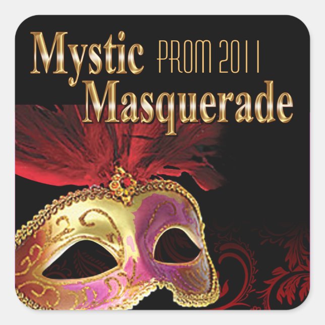 Pegatina Cuadrada Prom 2011 Mystic Masquerade Fiesta (Anverso)