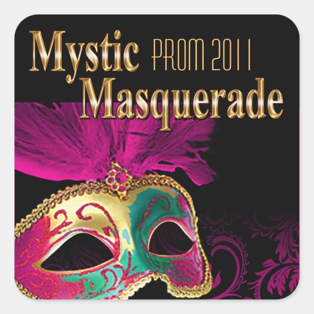 Pegatina Cuadrada Prom 2011 Mystic Masquerade Fiesta (Anverso)