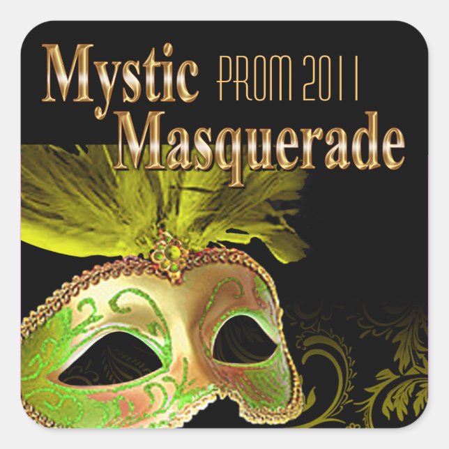 Pegatina Cuadrada Prom 2011 Mystic Masquerade Fiesta (Anverso)