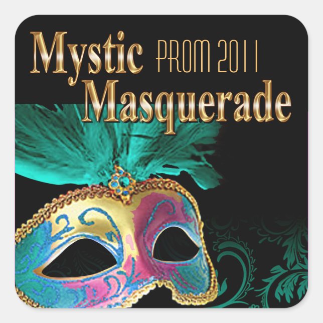 Pegatina Cuadrada Prom 2011 Mystic Masquerade Fiesta (Anverso)