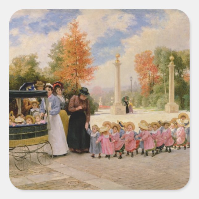 Pegatina Cuadrada Promenade des Enfants (Anverso)
