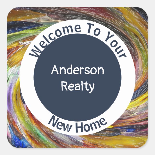 Pegatina Cuadrada Promoción de la propiedad Propiedad Inmobiliaria B (Anverso)