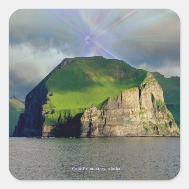 Pegatina Cuadrada Promontorio de Cabo (Anverso)