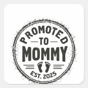 Pegatina Cuadrada Promovido a mamá Este. invitación del embarazo