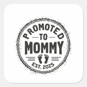 Pegatina Cuadrada Promovido a mamá Este. invitación del embarazo