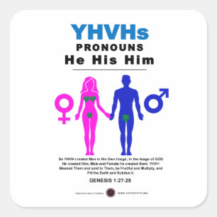 Pegatina Cuadrada Pronouns de YHVH