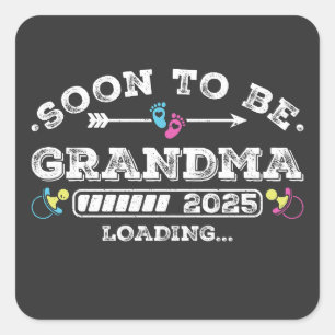 Pegatina Cuadrada Pronto será la abuela 2025 cargando