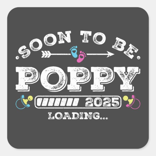 Pegatina Cuadrada Pronto será la carga de Poppy 2025 (Anverso)