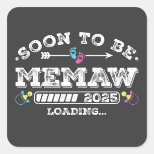 Pegatina Cuadrada Pronto será Memaw 2025 Cargando