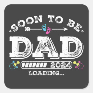 Pegatina Cuadrada Pronto será papá 2024 cargando