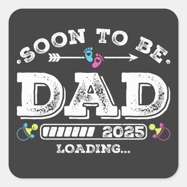 Pegatina Cuadrada Pronto será papá 2025 cargando (Anverso)