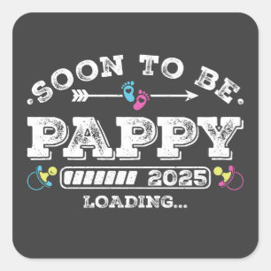 Pegatina Cuadrada Pronto será Pappy 2025 Cargando