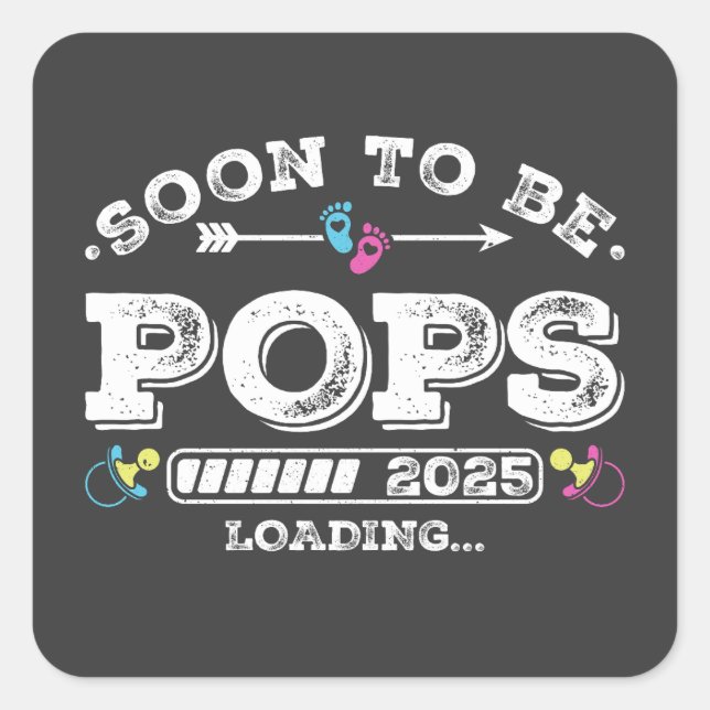 Pegatina Cuadrada Pronto será Pops 2025 Cargando (Anverso)