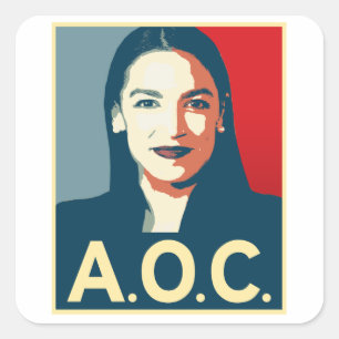 Pegatina Cuadrada Propaganda 2024 de AOC