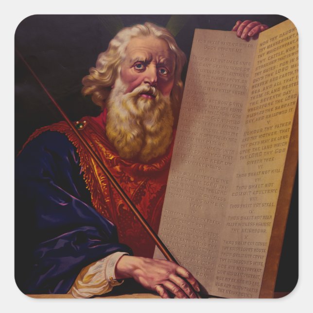 Pegatina Cuadrada Prophet Moses on Mount Sinai – High-Fidelity Epic  (Anverso)