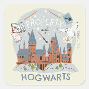 Pegatina Cuadrada Propiedad de Hogwarts Gráfico de Dibujos Animados