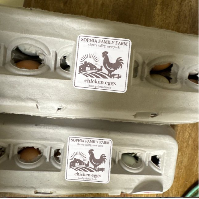 Pegatina Cuadrada Propietario de la granja de pollos de cosecha de v (Modern Personalized Chicken Egg Family Farm )