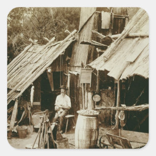 Pegatina Cuadrada Prospector australiano, c.1880s (foto de la sepia)