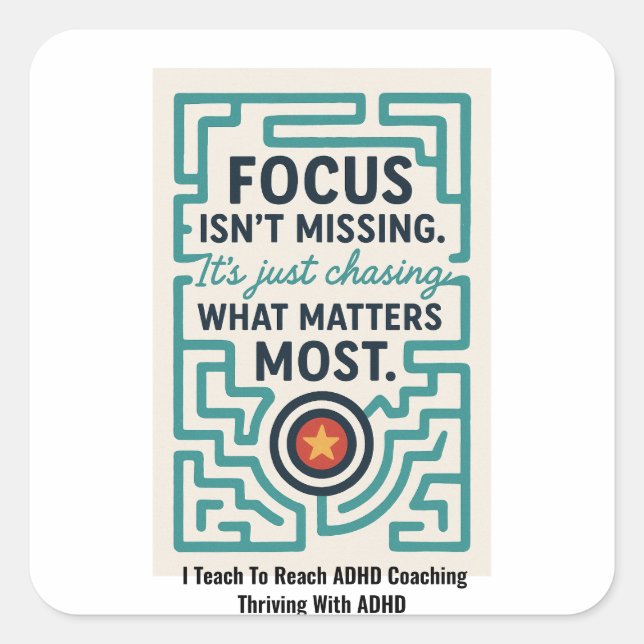 Pegatina Cuadrada Prosperando con el TDAH (Anverso)