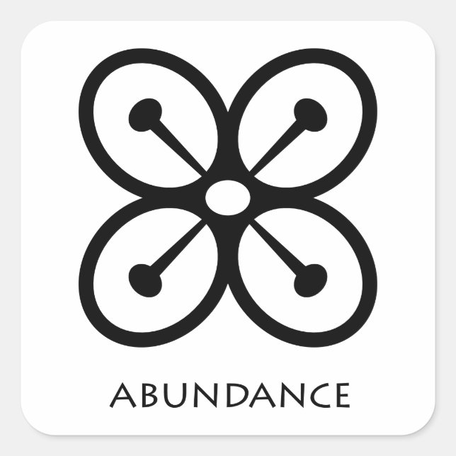 Pegatina Cuadrada Prosperidad ( Bese Saka )Pegatina de símbolo Adink (Anverso)