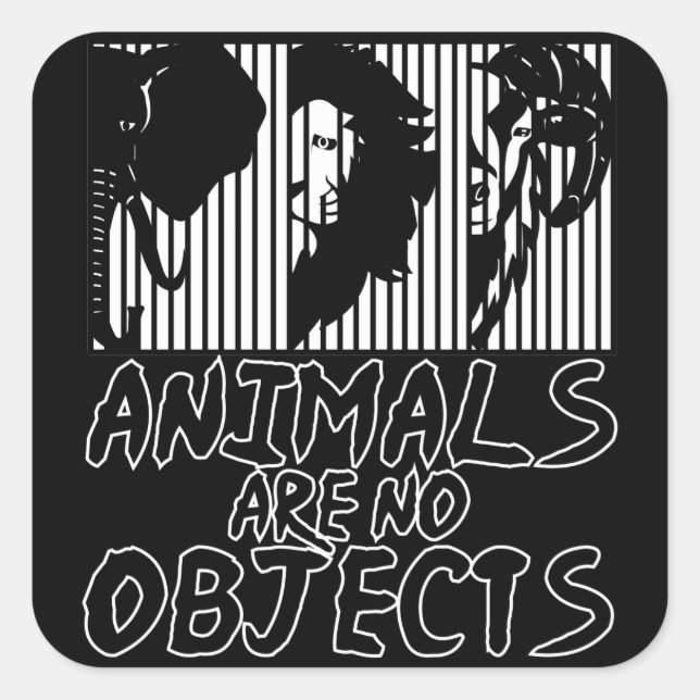 Pegatina Cuadrada Protección de los animales elefante león (Anverso)