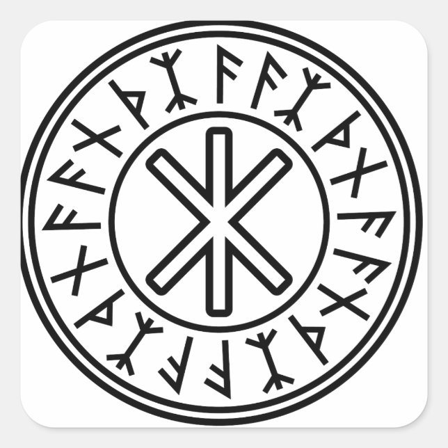 Pegatina Cuadrada Protección de Odin Nº 2 (negro) (Anverso)