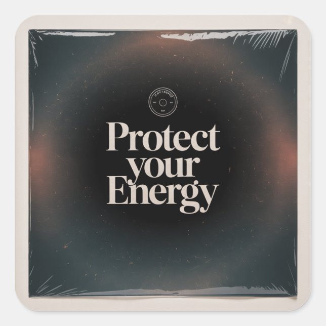 Pegatina Cuadrada Protege Tu Energía (Anverso)