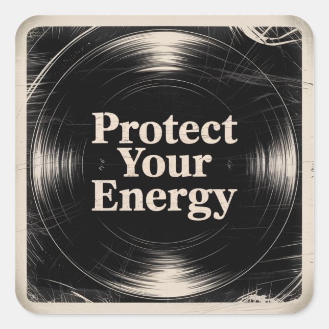 Pegatina Cuadrada Protege Tu Energía (Anverso)