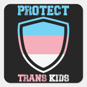 Pegatina Cuadrada Proteger a los niños transexuales