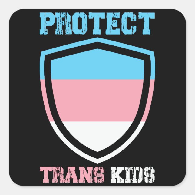 Pegatina Cuadrada Proteger a los niños transexuales (Anverso)