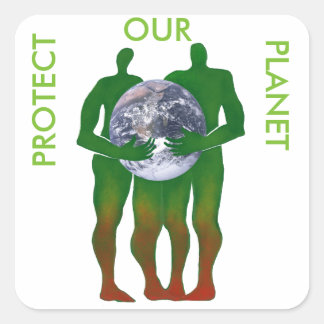 Pegatina Cuadrada Proteger a nuestros pegatinas del planeta