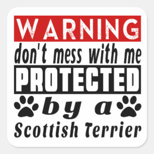 Pegatina Cuadrada Protegido Por Scottish Terrier