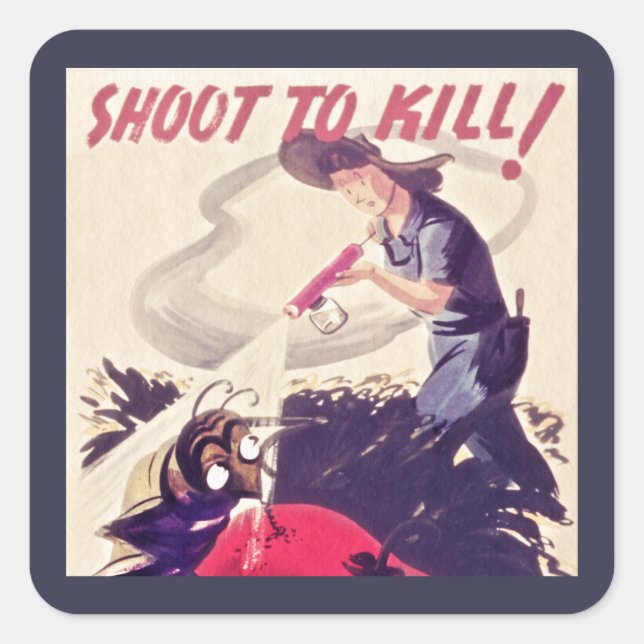 Pegatina Cuadrada Proteja su jardín de fallos (Anverso)